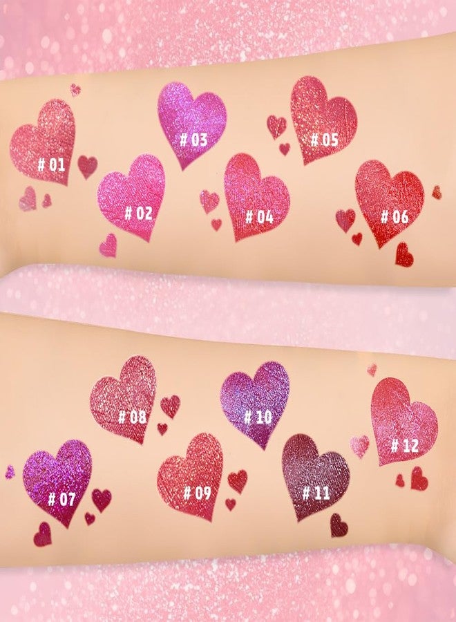 AMY'S DIARY Metallic Red Sparkle Liquid Lipstick, Shimmer Lip Gloss, Long-Lasting Waterproof Lip Color, High Shine Sparkle Makeup,Lip makeup for woman (Metallic Red Spark 6#) - Image 5